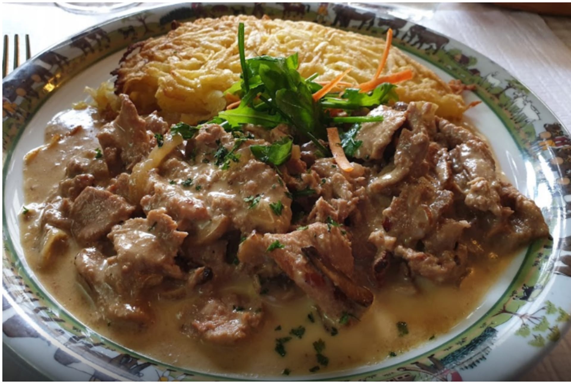 Émince de veau à la zurichoise Auberge de Savièse